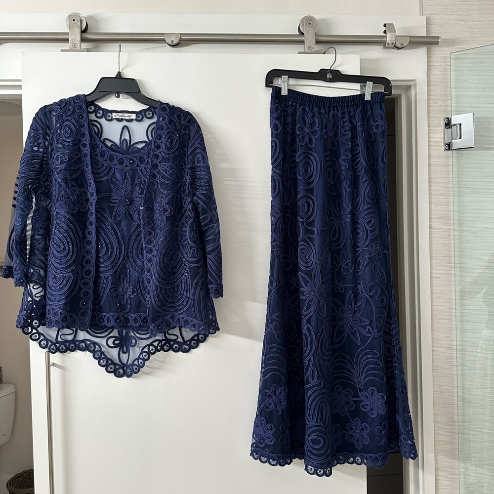 3 piece skirt top and jacket crochet set